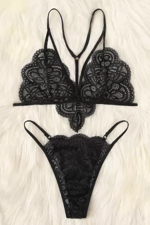 Kadın Siyah Özel Seksi Sütyen Külot Takımı