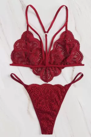 Kadın Bordo Özel Seksi Sütyen Külot Takımı