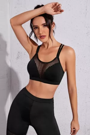 Kadın Siyah Fileli Crop Top Büstiyer