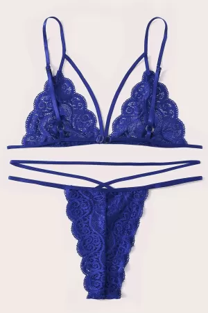 Kadın Mavi Dantel Sütyen Külot Takımı