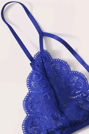 Kadın Mavi Dantel Sütyen Külot Takımı