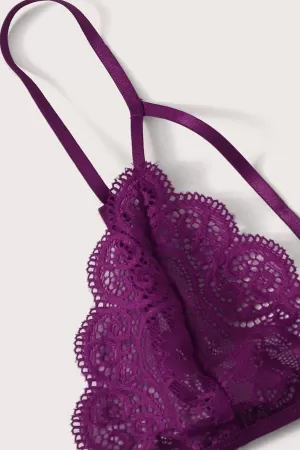 Kadın Mor Dantel Sütyen Külot Takımı