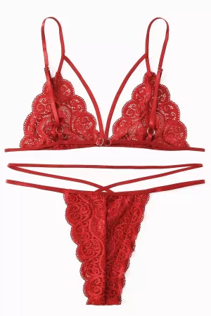 Kadın Kırmızı Dantel Sütyen Külot Takımı
