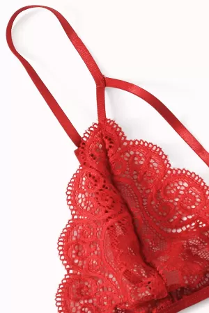 Kadın Kırmızı Dantel Sütyen Külot Takımı