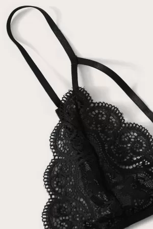 Kadın Siyah Dantel Sütyen Külot Takımı