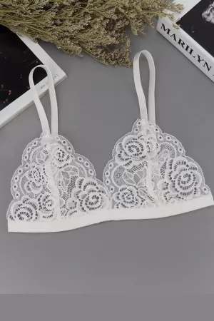 Kadın Siyah ve Beyaz Dantelli Dolgusuz Sütyen