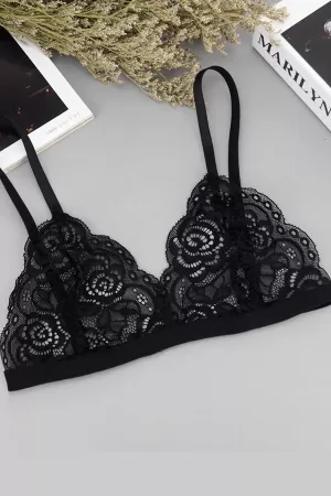 Kadın Siyah ve Beyaz Dantelli Dolgusuz Sütyen
