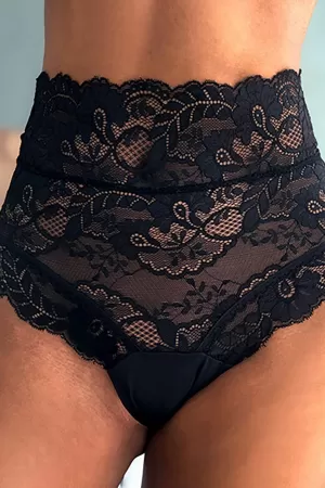 Kadın Siyah Yüksek Bel Fantezi Külot