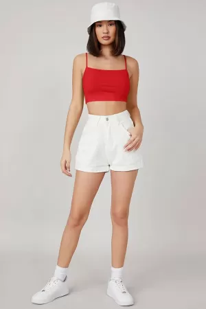 Kadın Kırmızı Ip Askılı Crop Top Büstiyer