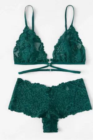 Kadın Yeşil Özel Şık Sütyen Külot Takımı