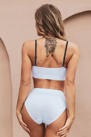 Kadın Beyaz Yüksek Bel Dolgusuz Sütyen Takımı