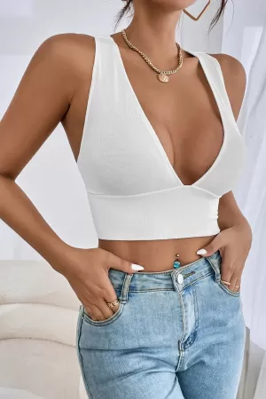 Kadın Beyaz Çapraz Sırt Detaylı Şık Crop Top Büstiyer