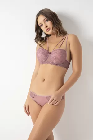 Kadın Pudra Straplez Push Up Dolgulu Sütyen Külot Takımı