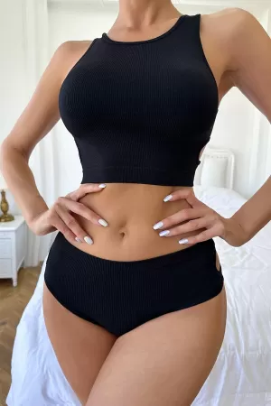 Kadın Siyah Yuvarlak Cut-out Detaylı Şık Iç Çamaşır Takımı