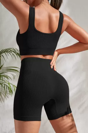 Kadın Siyah Şortlu Yüksek Bel Gecelik Takımı