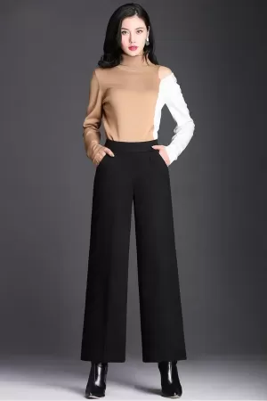 Kadın Siyah Geniş Paça Vintage Palazzo Pantolon