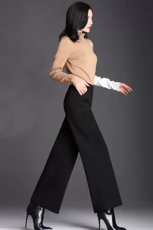 Kadın Siyah Geniş Paça Vintage Palazzo Pantolon