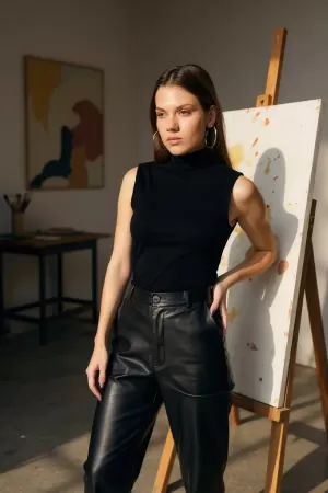 Kadın Siyah Kolsuz Balıkçı Yaka Basic Bluz