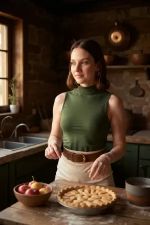 Kadın Haki Yeşili Kolsuz Balıkçı Yaka Basic Bluz