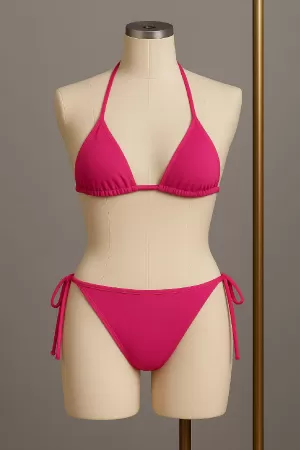 Kadın Fuşya Yandan Bağlamalı Bikini Mayo Takımı