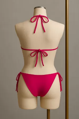 Kadın Fuşya Yandan Bağlamalı Bikini Mayo Takımı