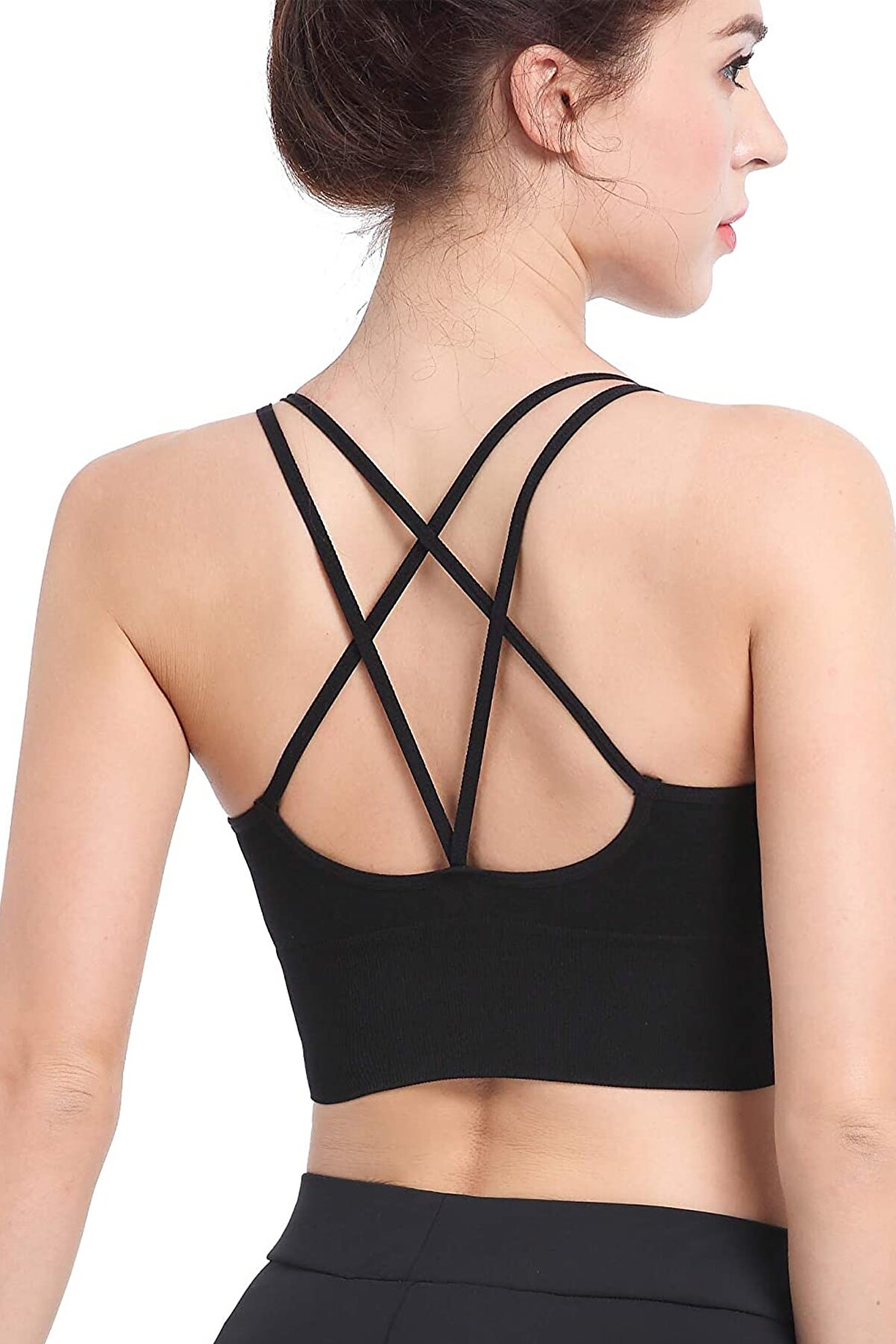 Spor Büstiyer Çarpraz İpli Siyah görsel 1