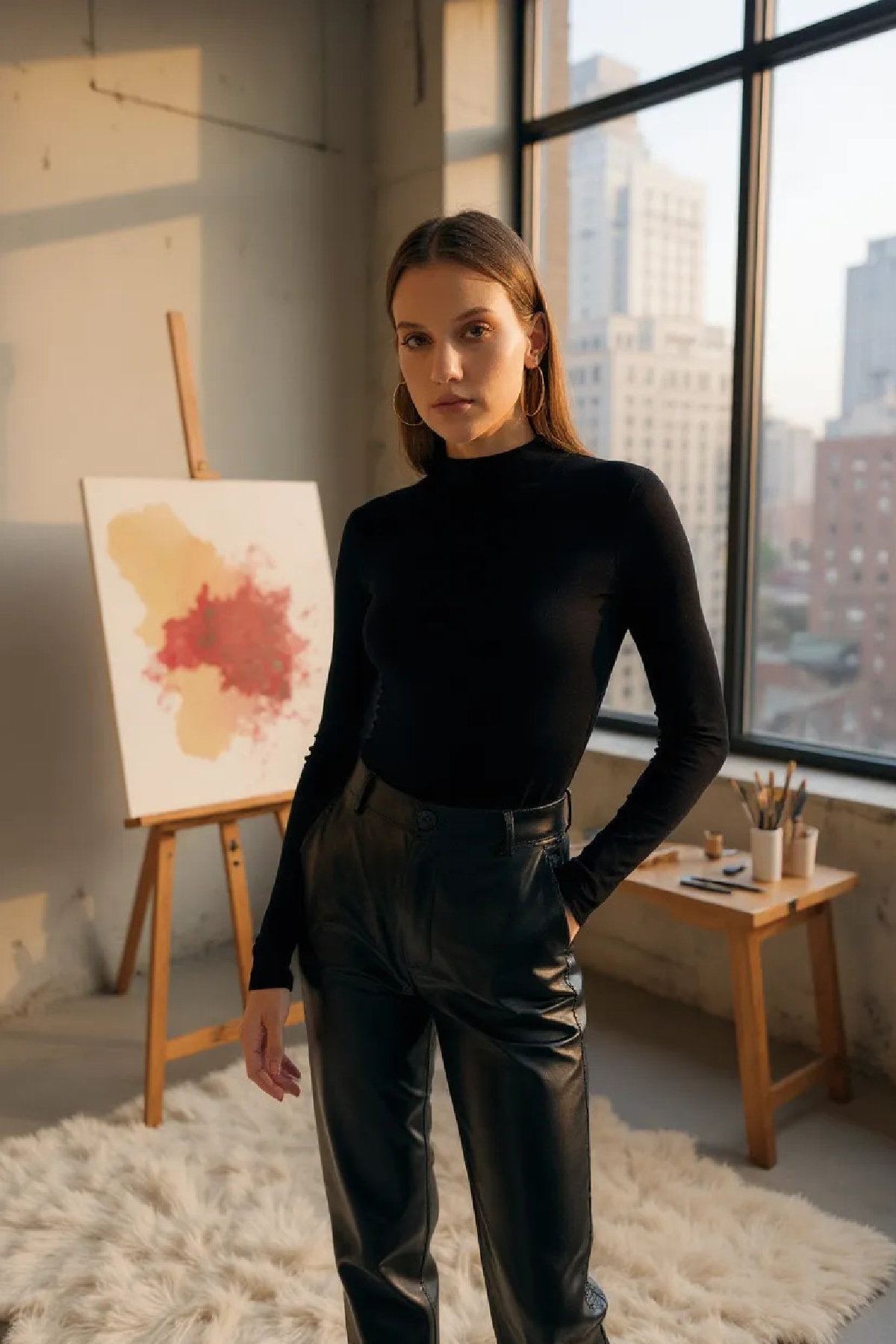 Body Siyah | Esnek Kumaşlı Uzun Kollu