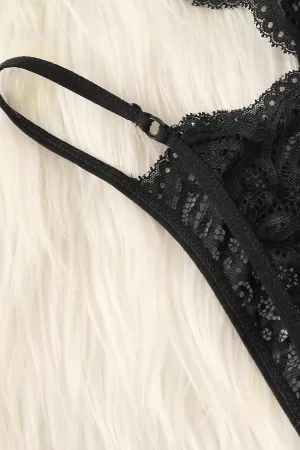 Kadın Siyah Özel Seksi Sütyen Külot Takımı
