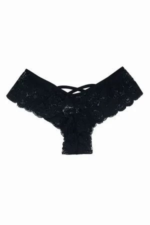 Kadın Siyah Dantelli Seksi Külot