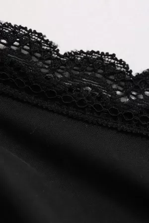 Kadın Siyah İp Askılı Göğsü Dantel İşlemeli Slim Tulum Gecelik