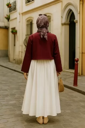 Kadın Bordo Kısa Kimono Ceket – Zarif ve Şık Kombin Parçası