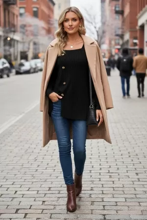 Kadın Uzun Kollu Düğmeli Mevsimlik Bluz – Yumuşak Dokulu, Esnek ve Sıcak Tutan Kumaş