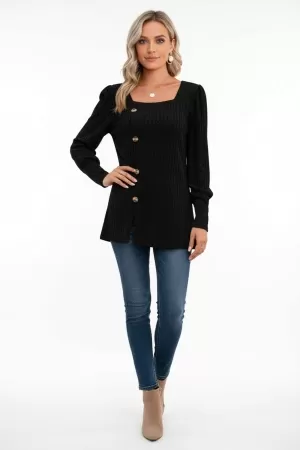 Kadın Uzun Kollu Düğmeli Mevsimlik Bluz – Yumuşak Dokulu, Esnek ve Sıcak Tutan Kumaş