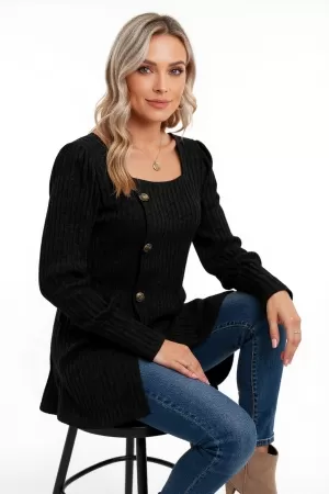 Kadın Uzun Kollu Düğmeli Mevsimlik Bluz – Yumuşak Dokulu, Esnek ve Sıcak Tutan Kumaş